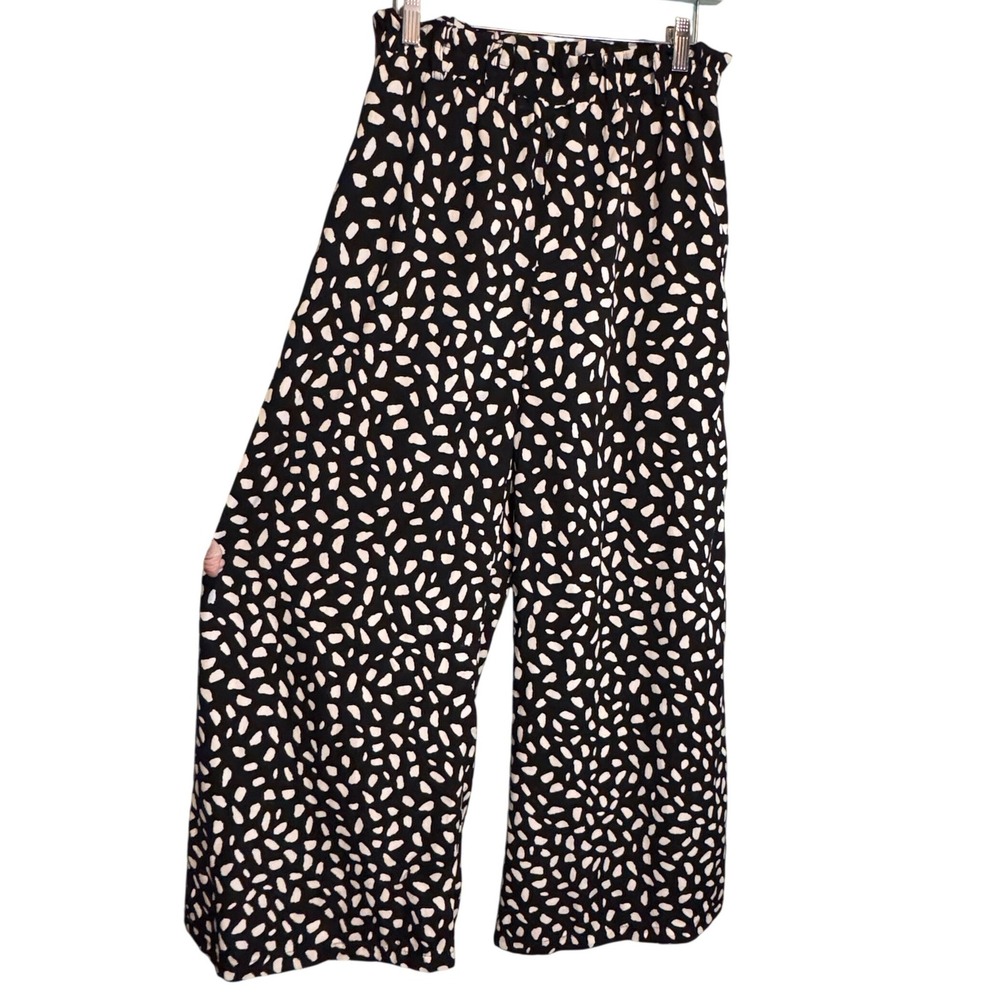 Crescent Womens Boho Retro Casual Vacation Office Wide Leg Trousers Black Size L - Picture 1 of 5